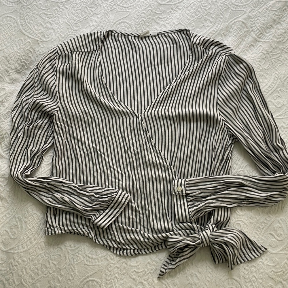 Gap Stripped Wrap Blouse